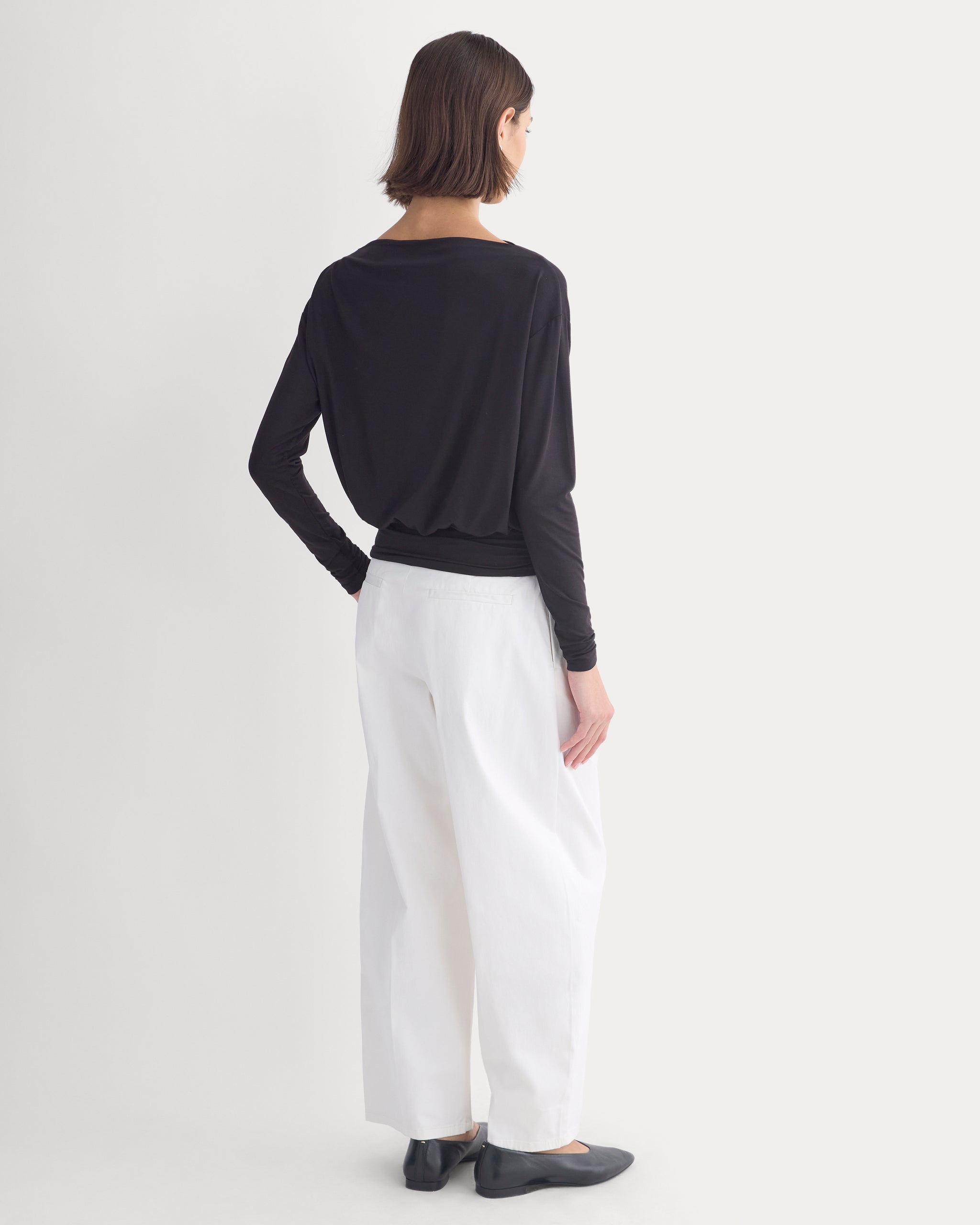 Drapey Jersey Slouchy Top | Black