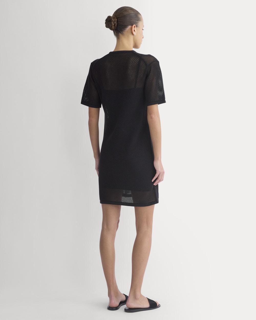 womens-mesh-knit-short-sleeve-dress-black