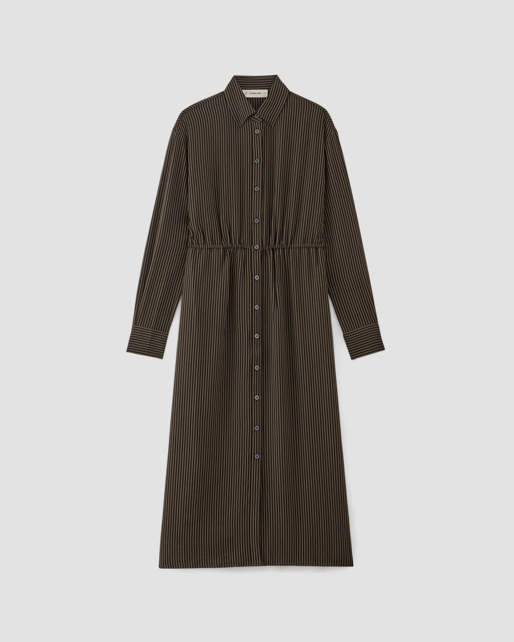 womens-mini-jacquard-stripe-shirt-dress-cocoa-black | alt