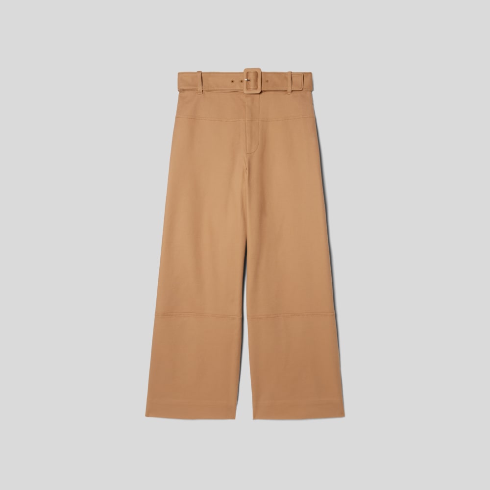 womens-structured-cotton-belted-pant-tosted-coconut | alt