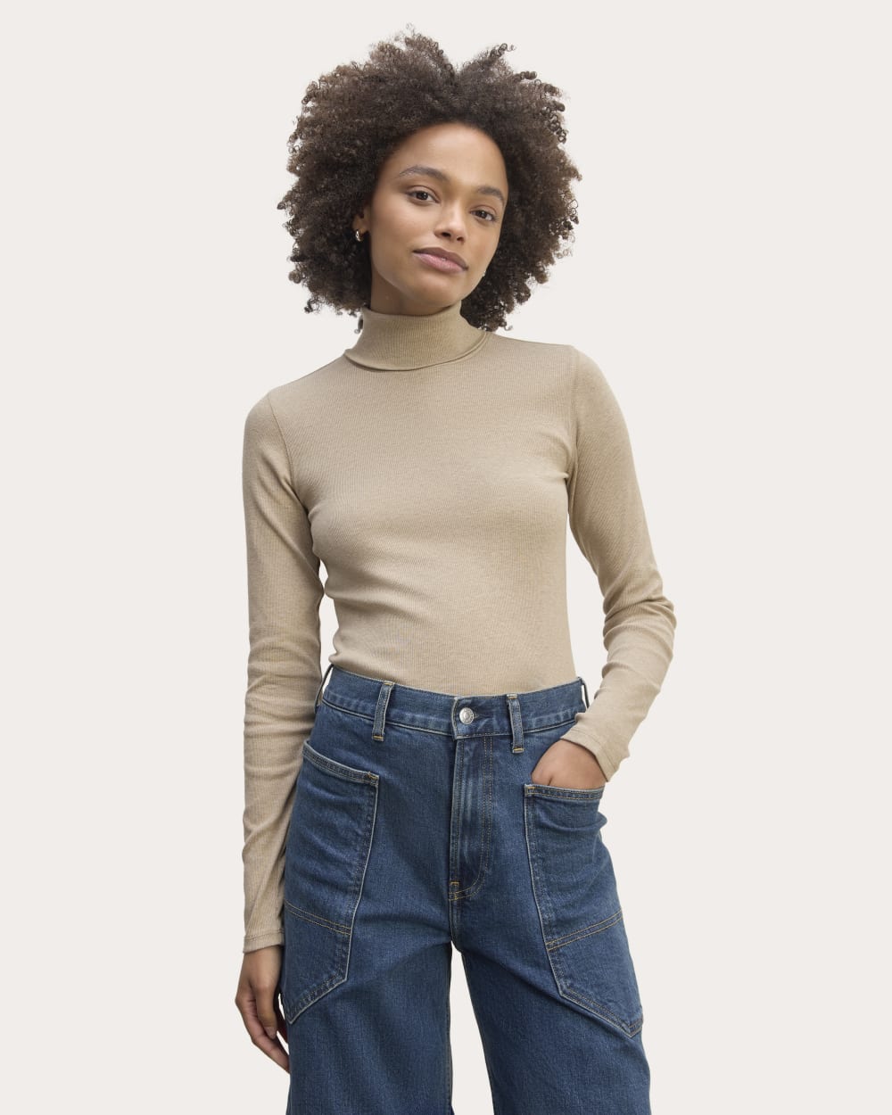 The Luxe Rib Turtleneck Heathered Tan – Everlane