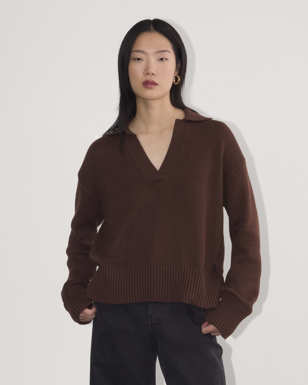 womens-cotton-boxy-polo-dark-mahogany | primary