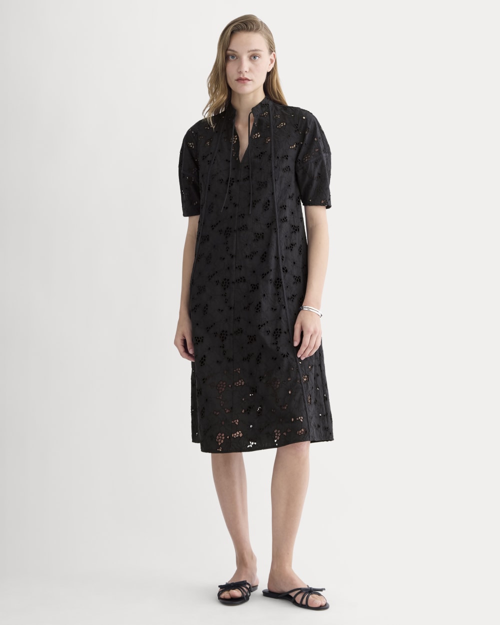 Everlane Eyelet Midi Dress in Black, Size XXS, Cotton Everlane Eyelet Midi Dress in Black, Size XXS, Cotton