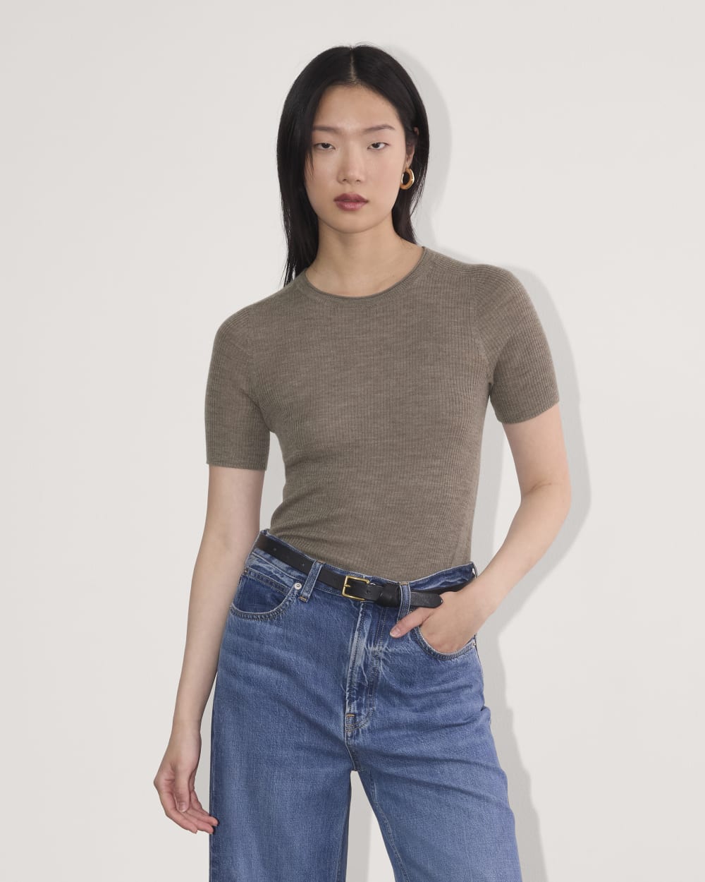トップス Don't tell anyone MERINO WOOL TOPS The Sweater Tee in Ultrasoft Merino | Heather Cocoa – Everlane