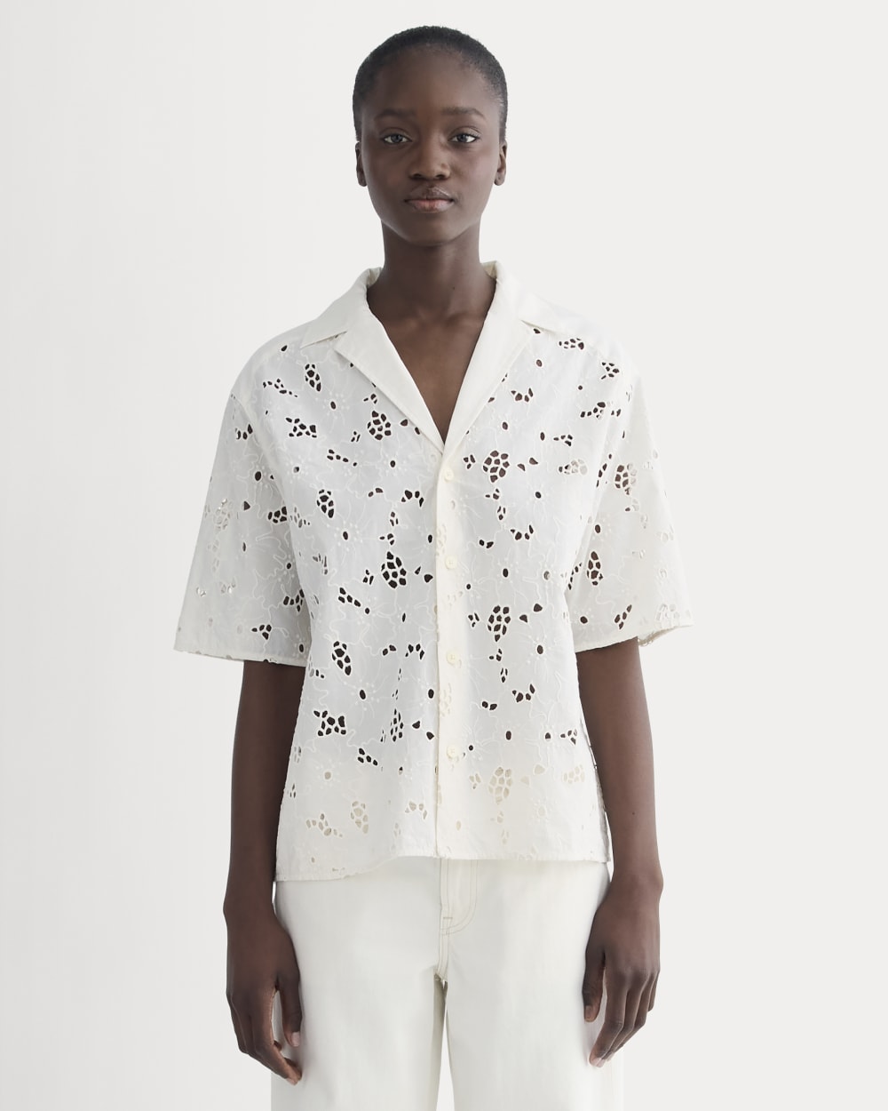 tent shirt Everlane Eyelet Camp Shirt In Bone, Size XL, Cotton