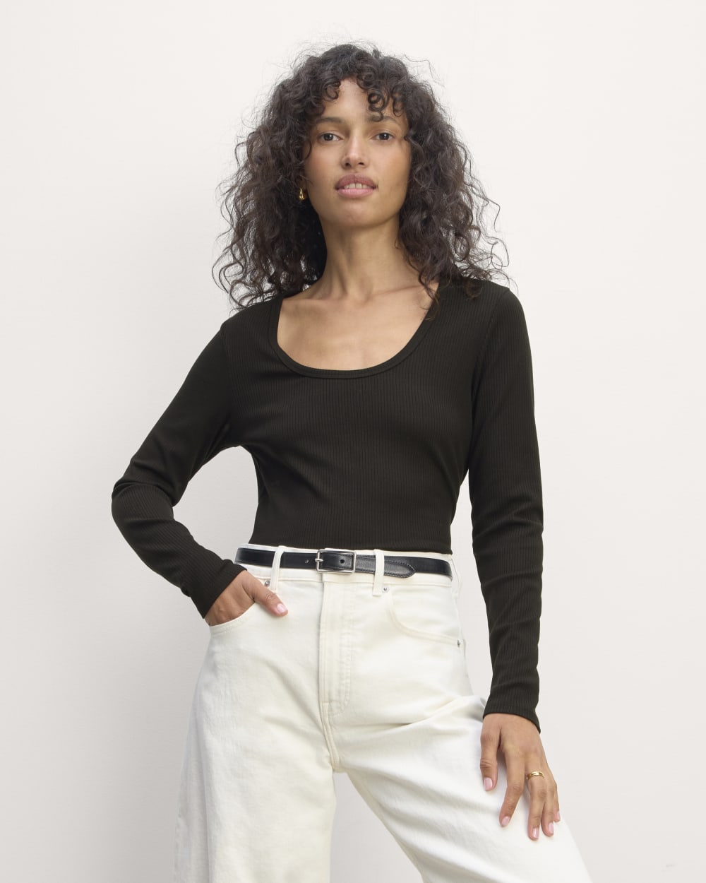 The Shimmy Long-Sleeve Tee | Black – Everlane