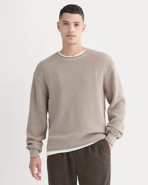 Waffle Rollneck Crew in Everyday Cotton | Heathered Oatmeal