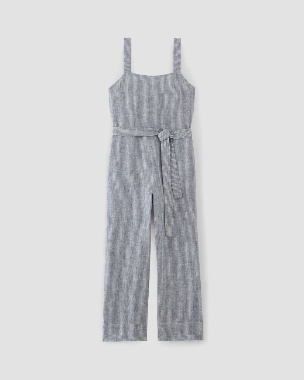 womens-linen-side-button-jumpsuit-white-blue | alt