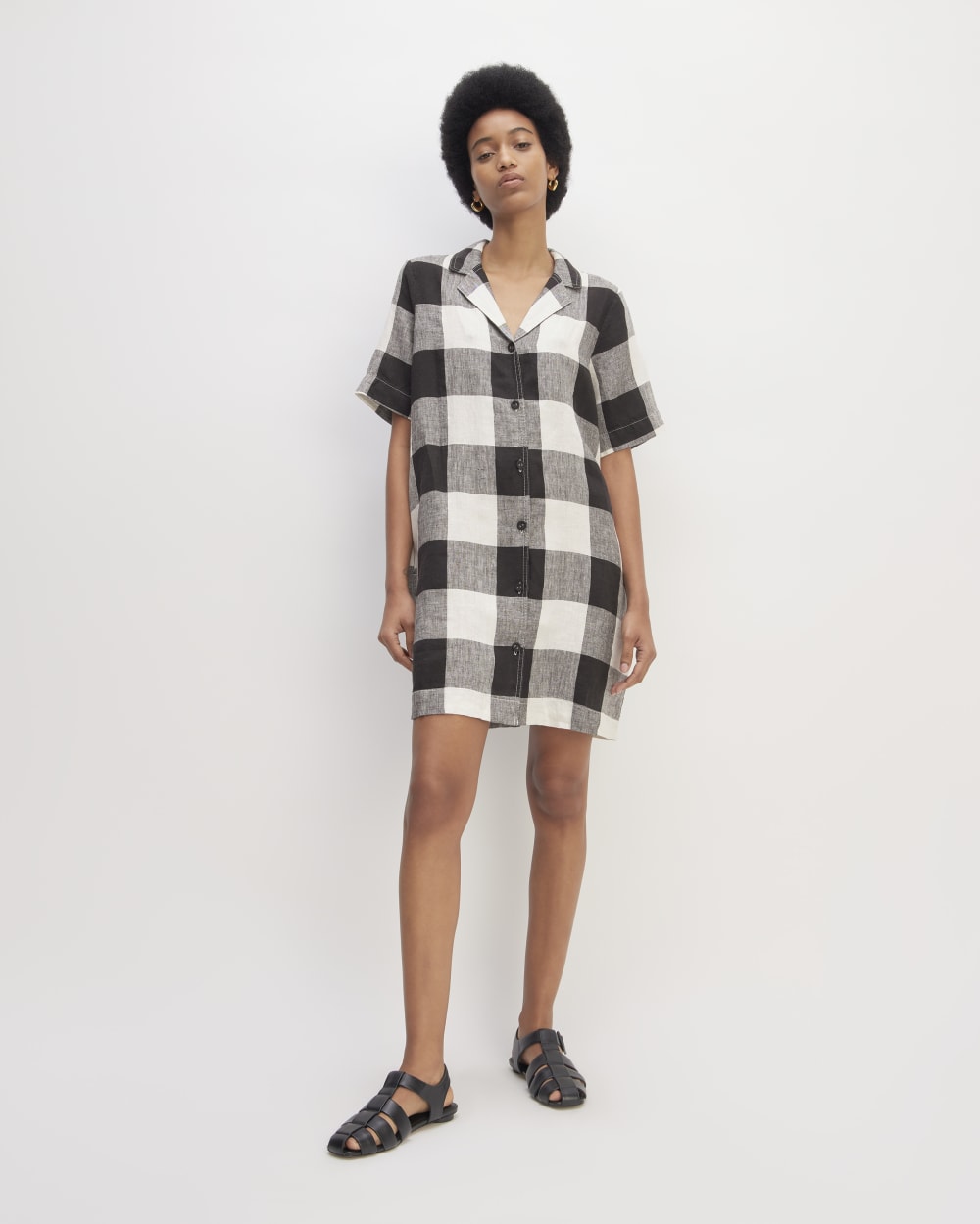 chinese dress ladies The Linen Oversized Puff-Sleeve Dress main image 1