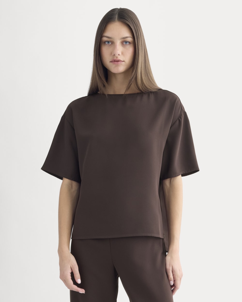 womens-drapey-crepe-top-dark-choccolate | primary