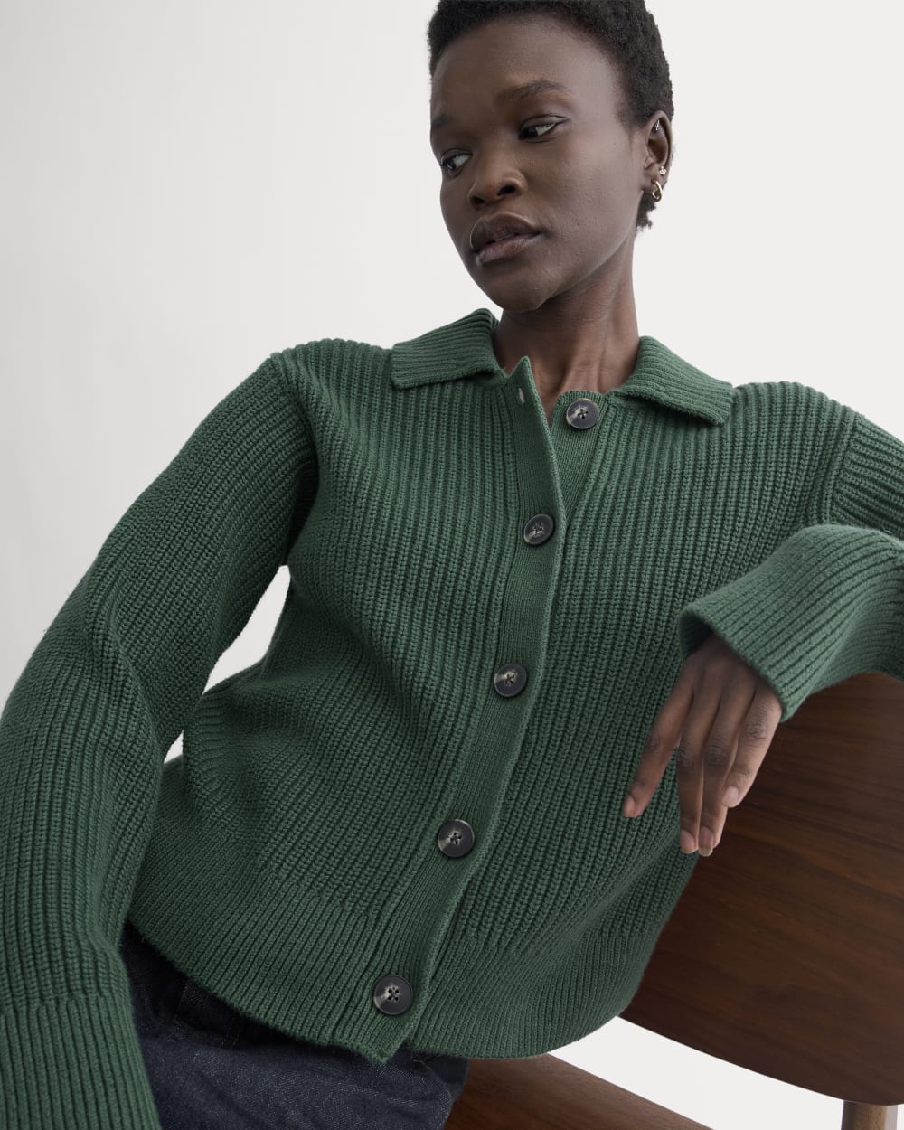 Everlane Shrunken Cardigan, Everyday Cotton, Hunter Green, Size XS Everlane Shrunken Cardigan, Everyday Cotton, Hunter Green, Size XS