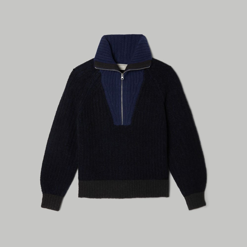 womens-luxe-teddy-ovr-half-zip-sweater-black-ocean | alt