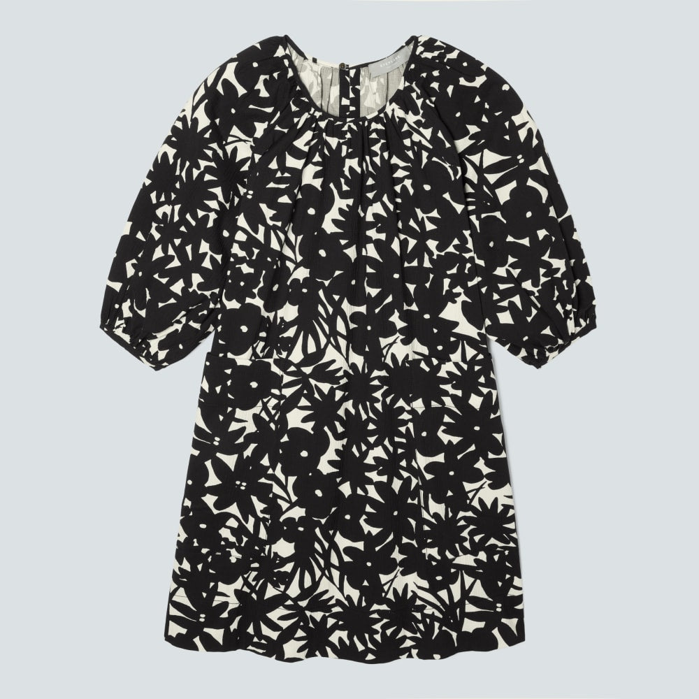 womens-seersucker-puff-sleeve-dress-black-canvas-floral