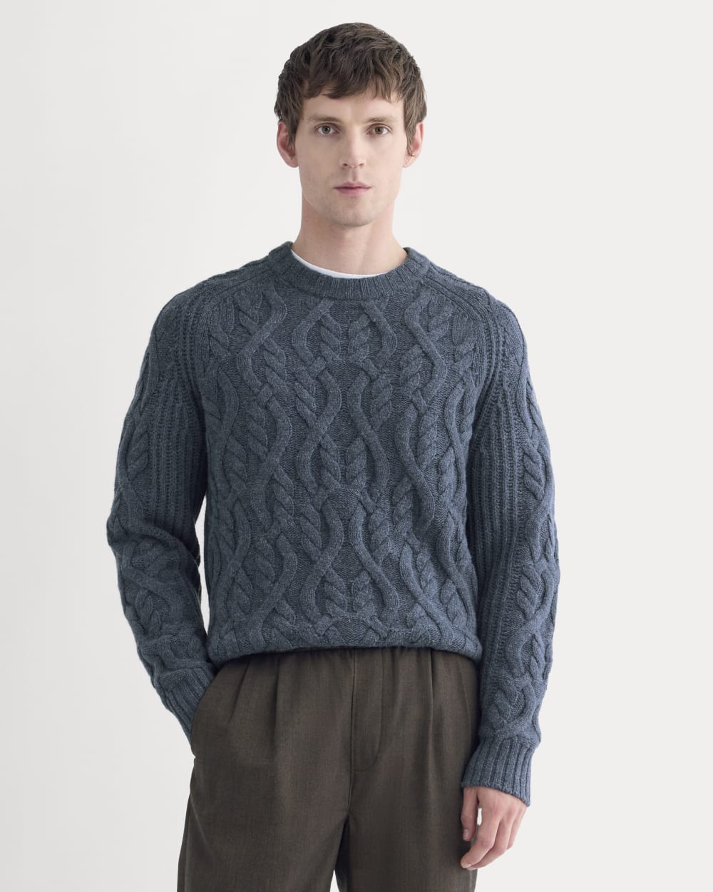 Cable Knit Crew in Luxe Merino | Heather Midnight Navy – Everlane