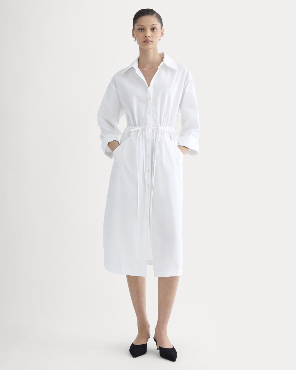 Everlane Drawcord Shirtdress, Ultrasoft Cotton, White, Size XL Everlane Drawcord Shirtdress, Ultrasoft Cotton, White, Size XL