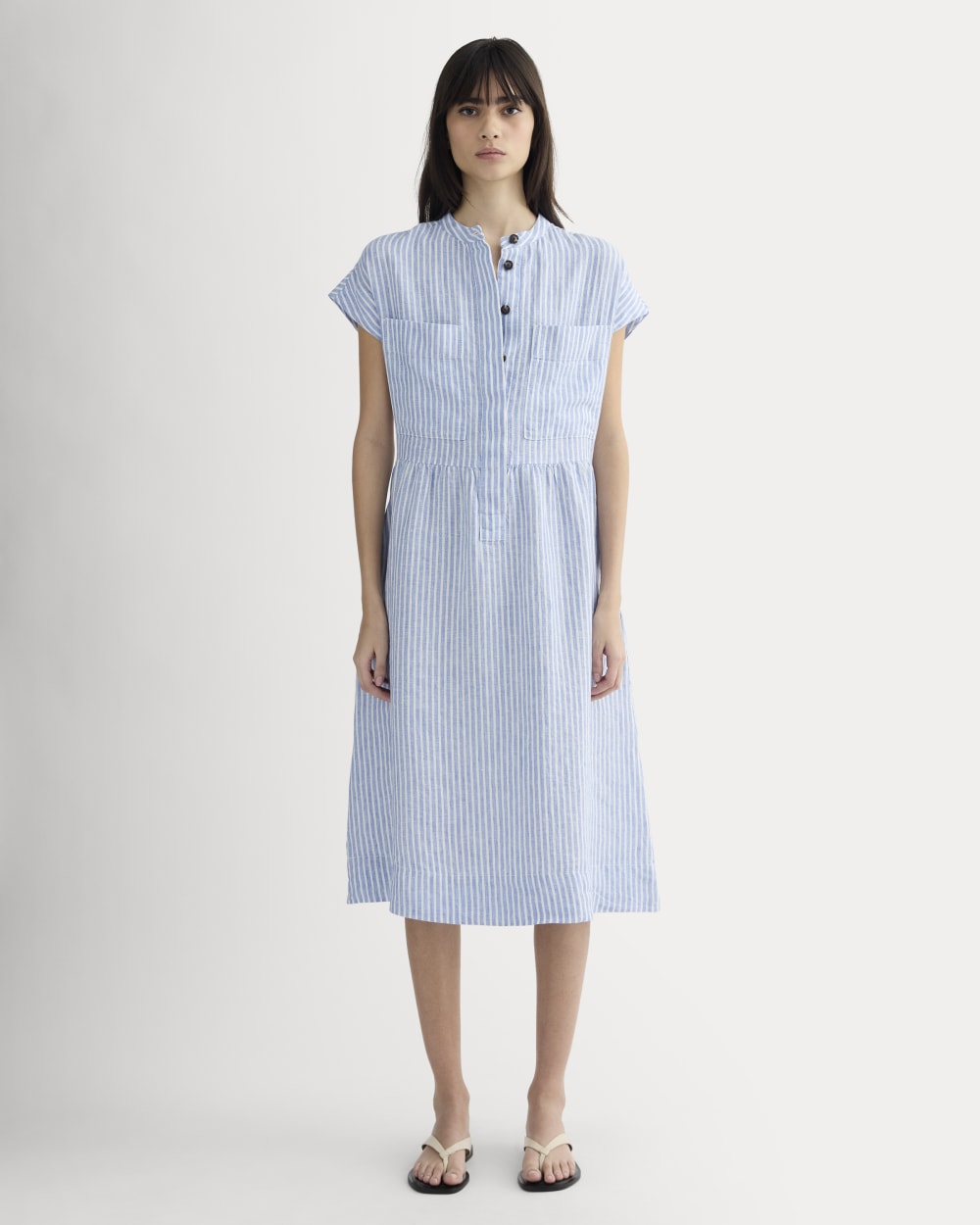 The Craft Dress in Linen | Bluebell / Bone Everlane The Craft Dress in Linen | Bluebell / Bone Everlane