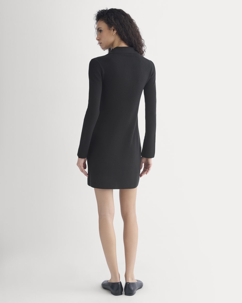 womens-knit-quarter-zip-polo-dress-black