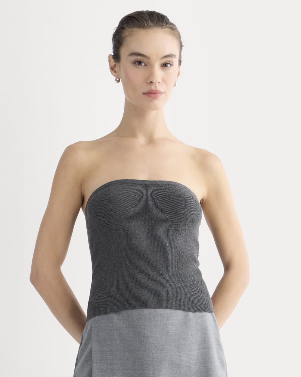womens-knit-tube-top-heathered-soot | primary