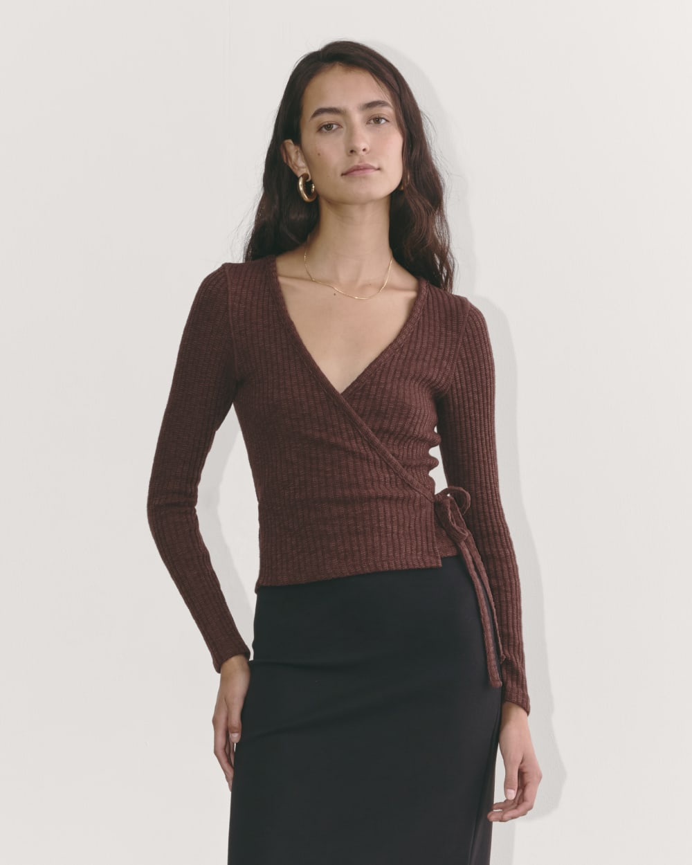 The Cozy Rib Wrap Top | Dark Mahogany – Everlane