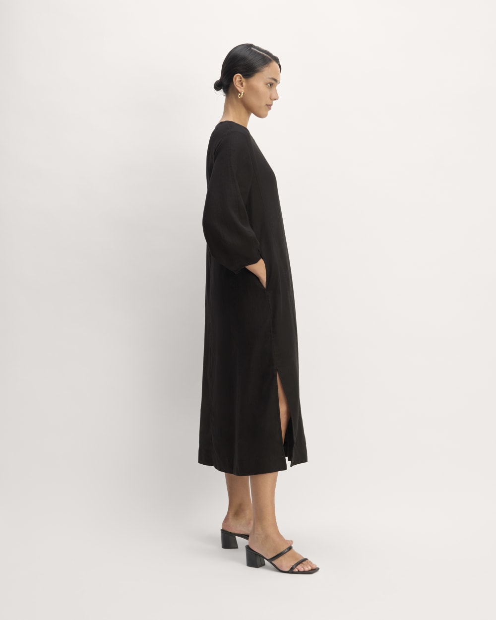 womens-linen-a-line-midi-dress-black | primary