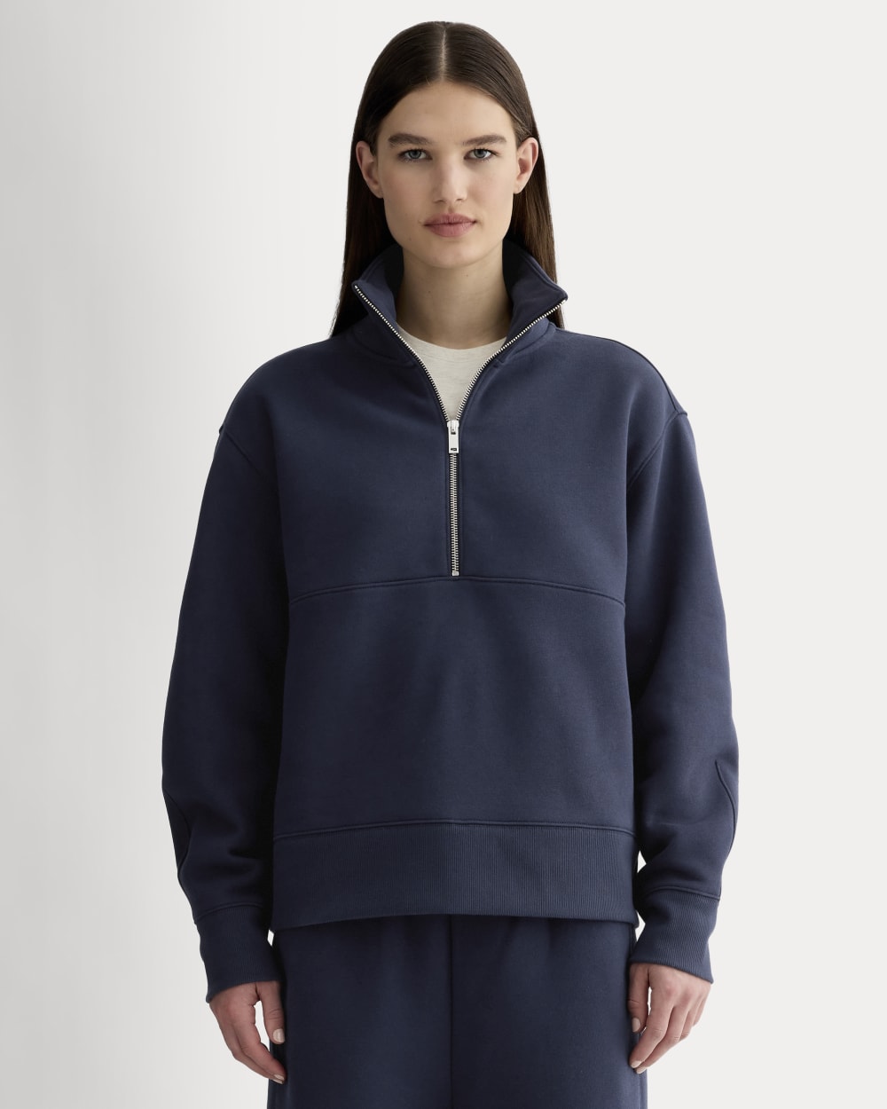 Luxe Fleece Half-Zip Sweatshirt | Navy – Everlane