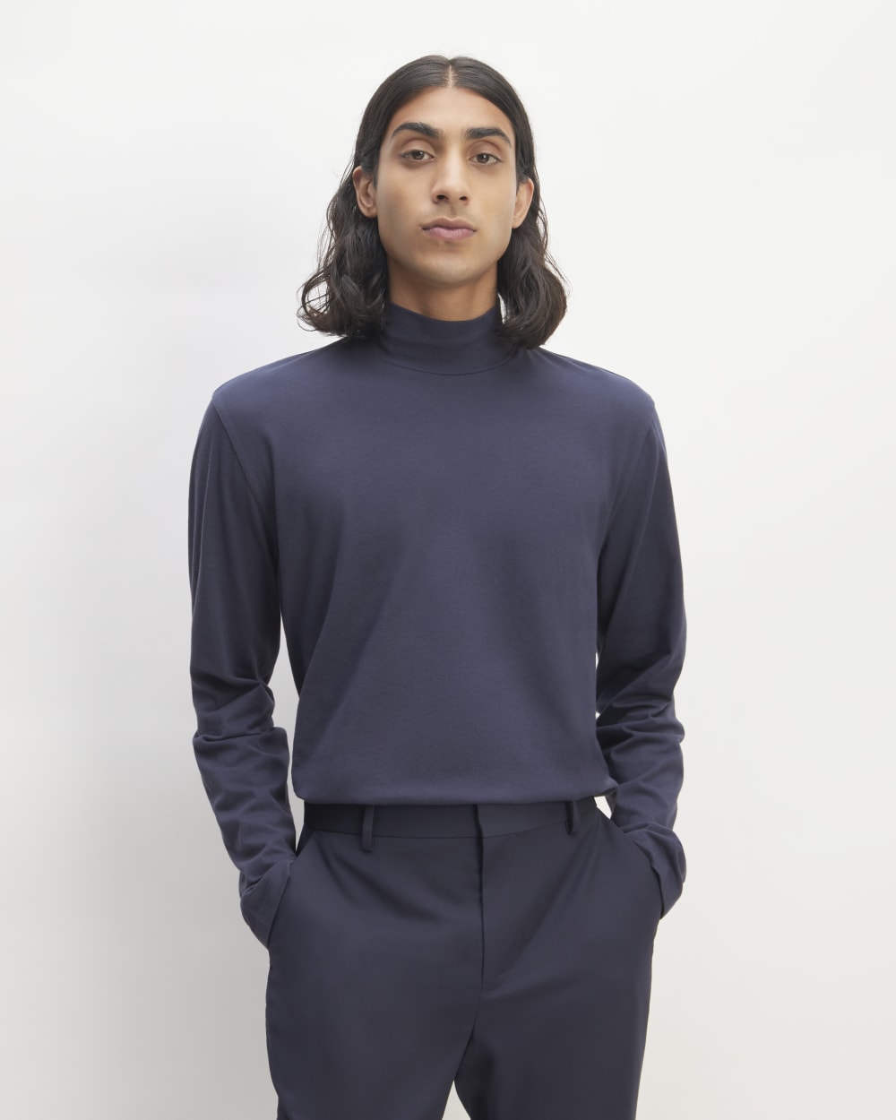 The Organic Cotton Long-Sleeve Turtleneck | Deep Navy – Everlane