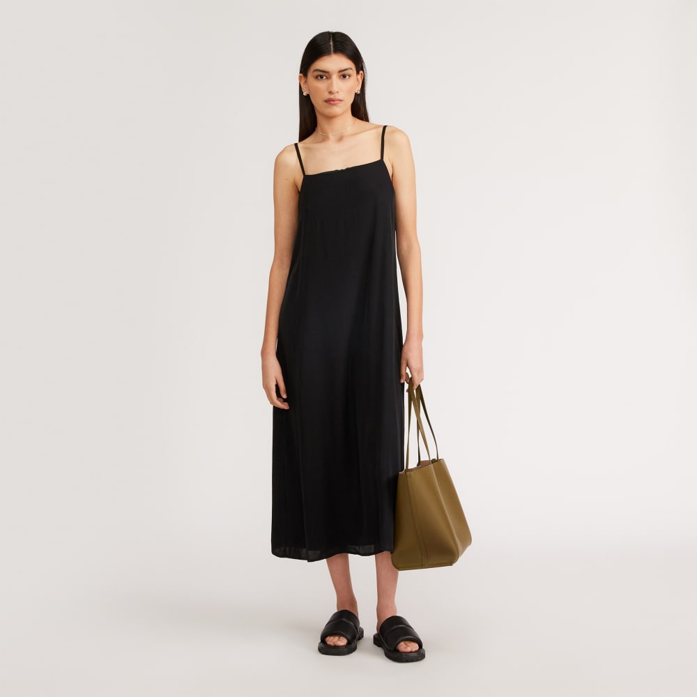 The Satin Square-Neck Slip Dress Black – Everlane