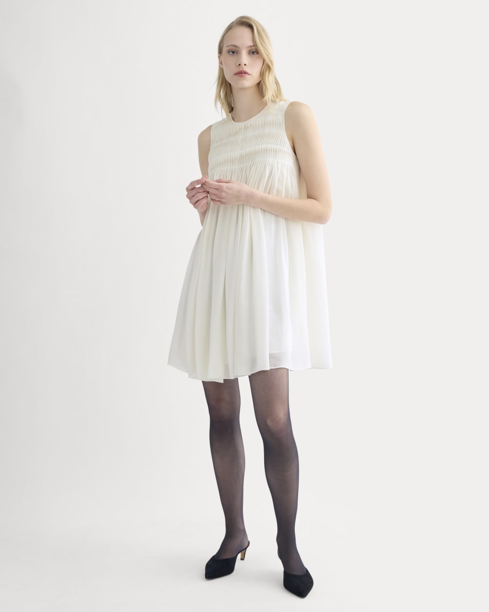 womens-twisted-pleated-mini-dress-silk-bone