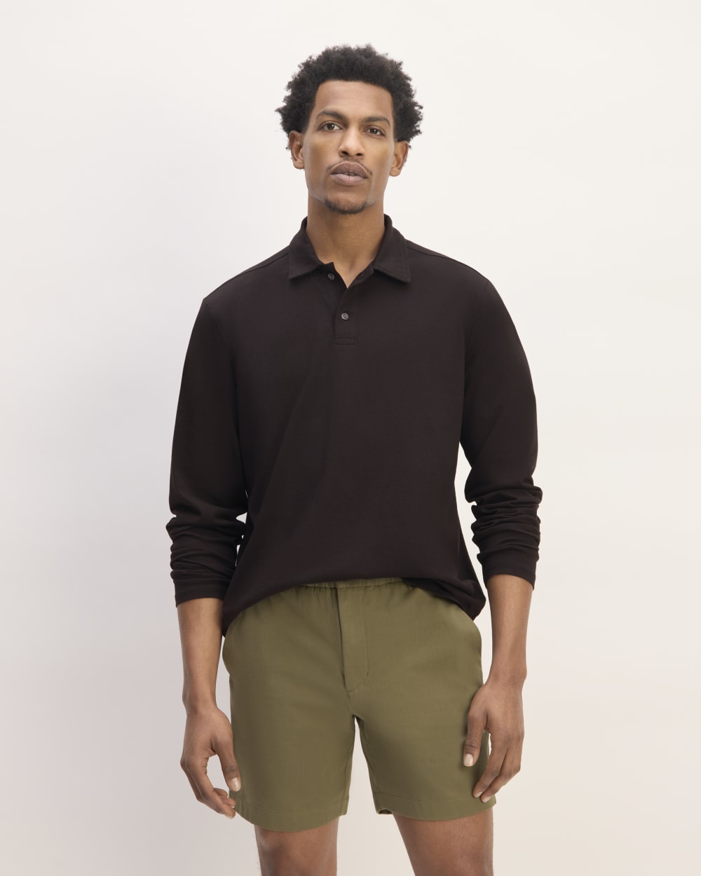 The Premium Weight Long-Sleeve Polo | Black – Everlane