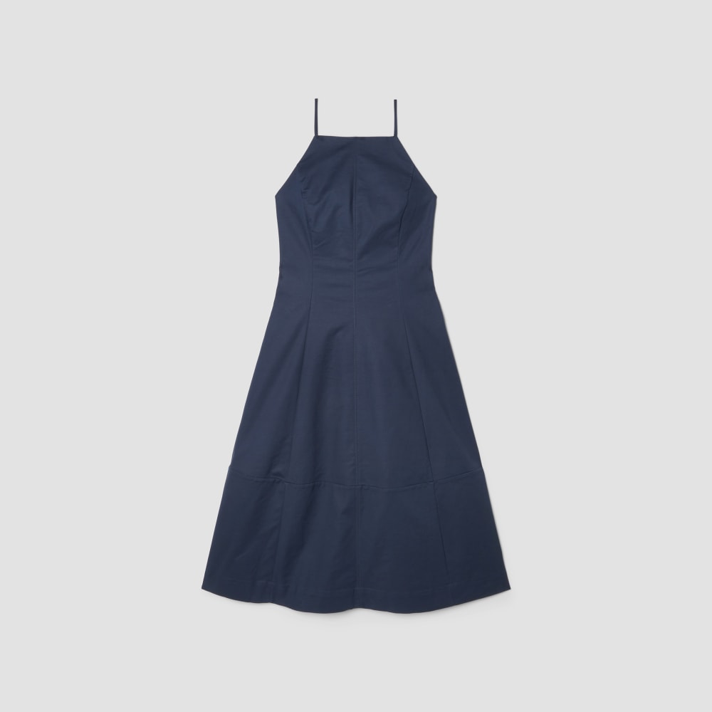 womens-structured-cotton-bell-dress-navy | alt