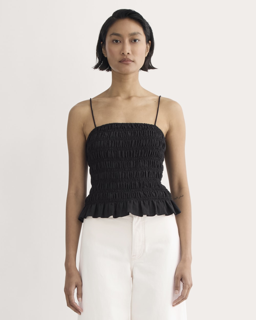 womens-smocked-tank-black | primary