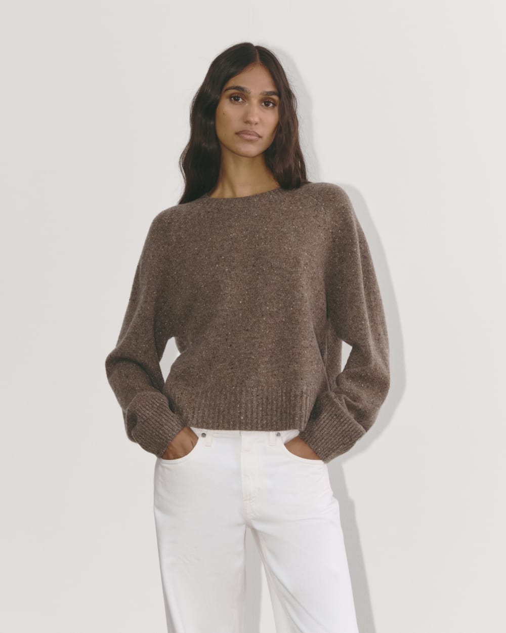 The Boxy Crew in Cashmere Taupe Brown Donegal – Everlane
