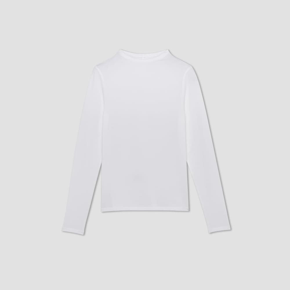womens-supima-stretch-funnel-neck-tee-white | alt