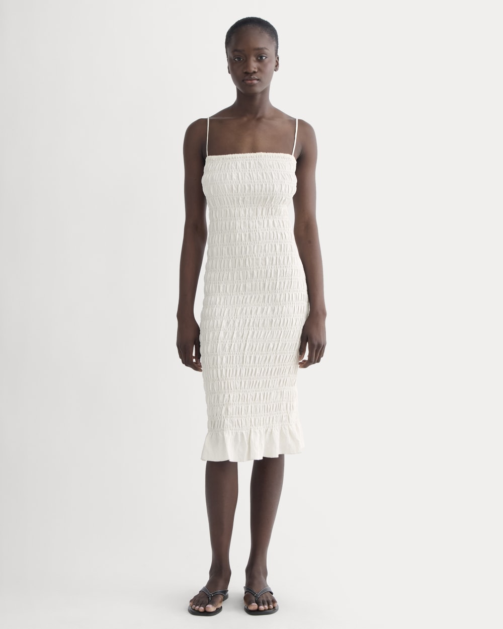 Everlane Smocked Column Dress In Bone, Size XL, Viscose Everlane Smocked Column Dress In Bone, Size XL, Viscose
