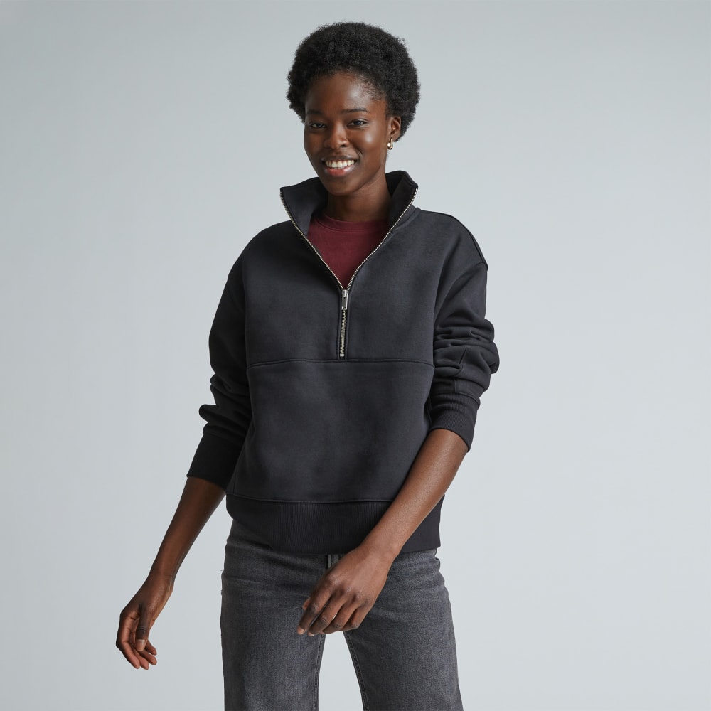 womens-retrack-half-zip-sweatshirt-black | primary