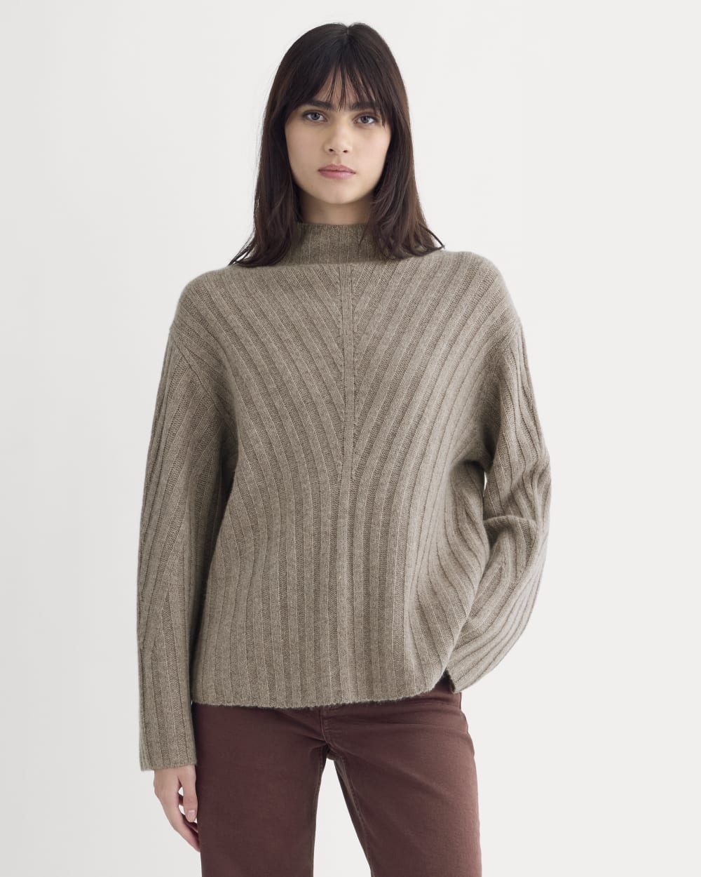 womens-funnel-neck-sweater-wool-cashmere-light-heathered-taupe | primary