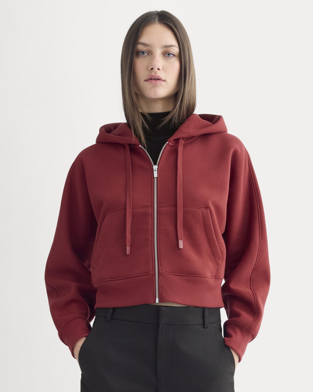 womens-luxe-fleece-zip-cropped-hoodie-merlot | primary