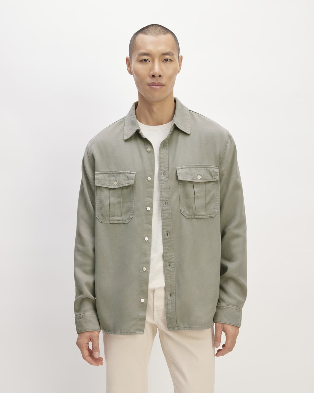 The Utility Shirt Jacket in Buttersoft | Sage Green Everlane The Utility Shirt Jacket in Buttersoft | Sage Green Everlane