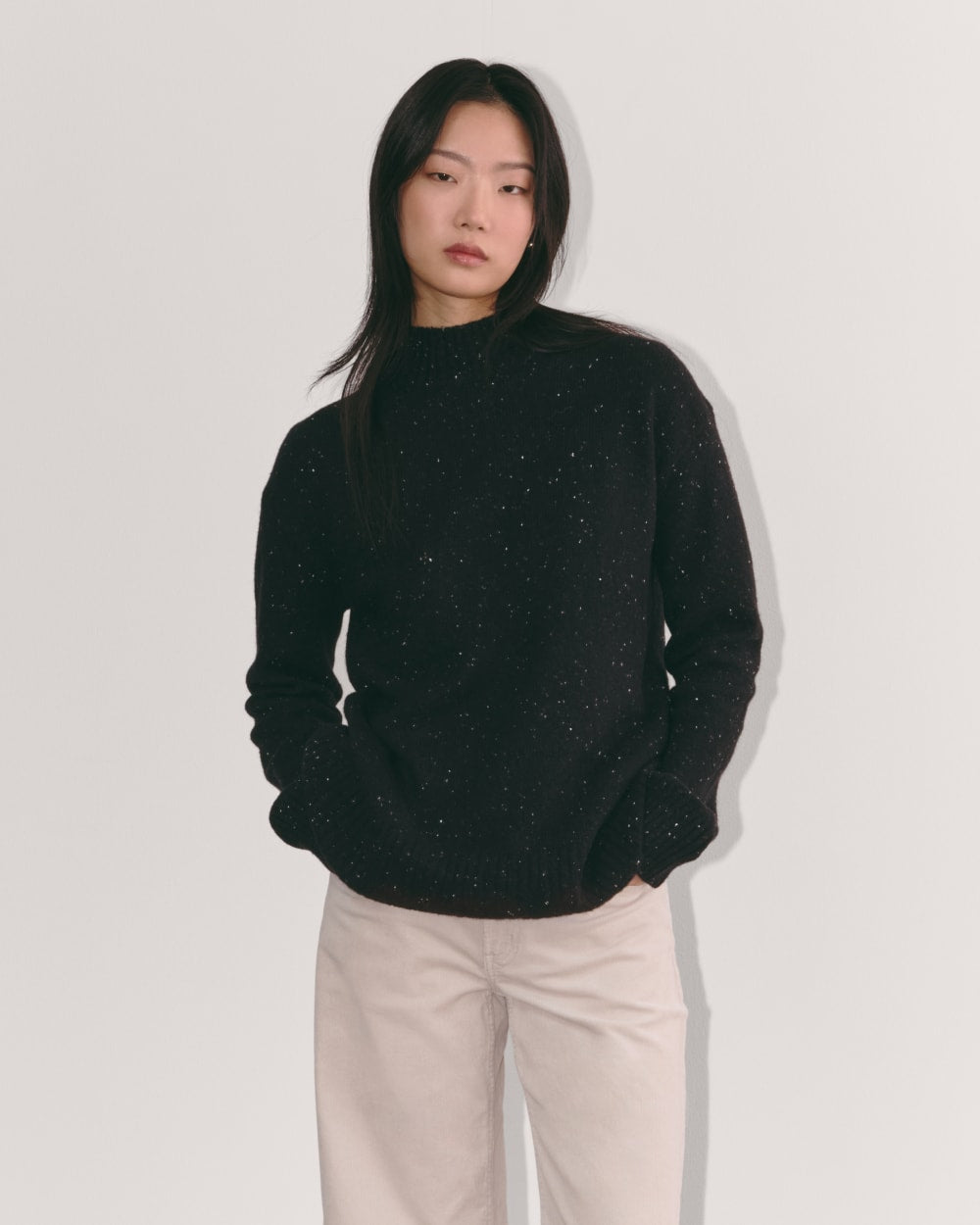 【えみやん13】+CLOTHET Mock Neck Knit ブラック スビンプラチナム モックネックニット ブラック | ＋CLOTHET ONLINE