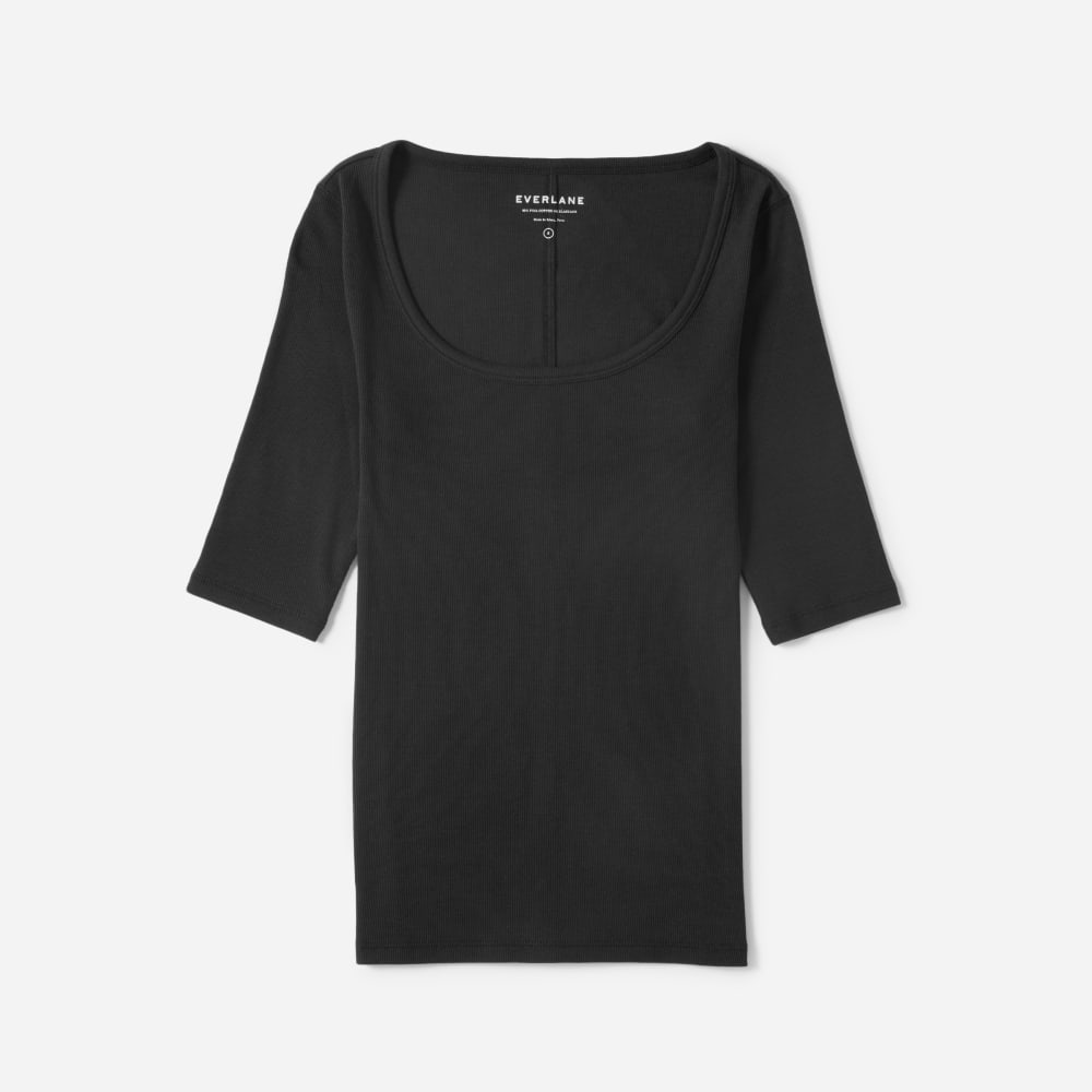 womens-pima-micro-rib-scoop-neck-black | alt