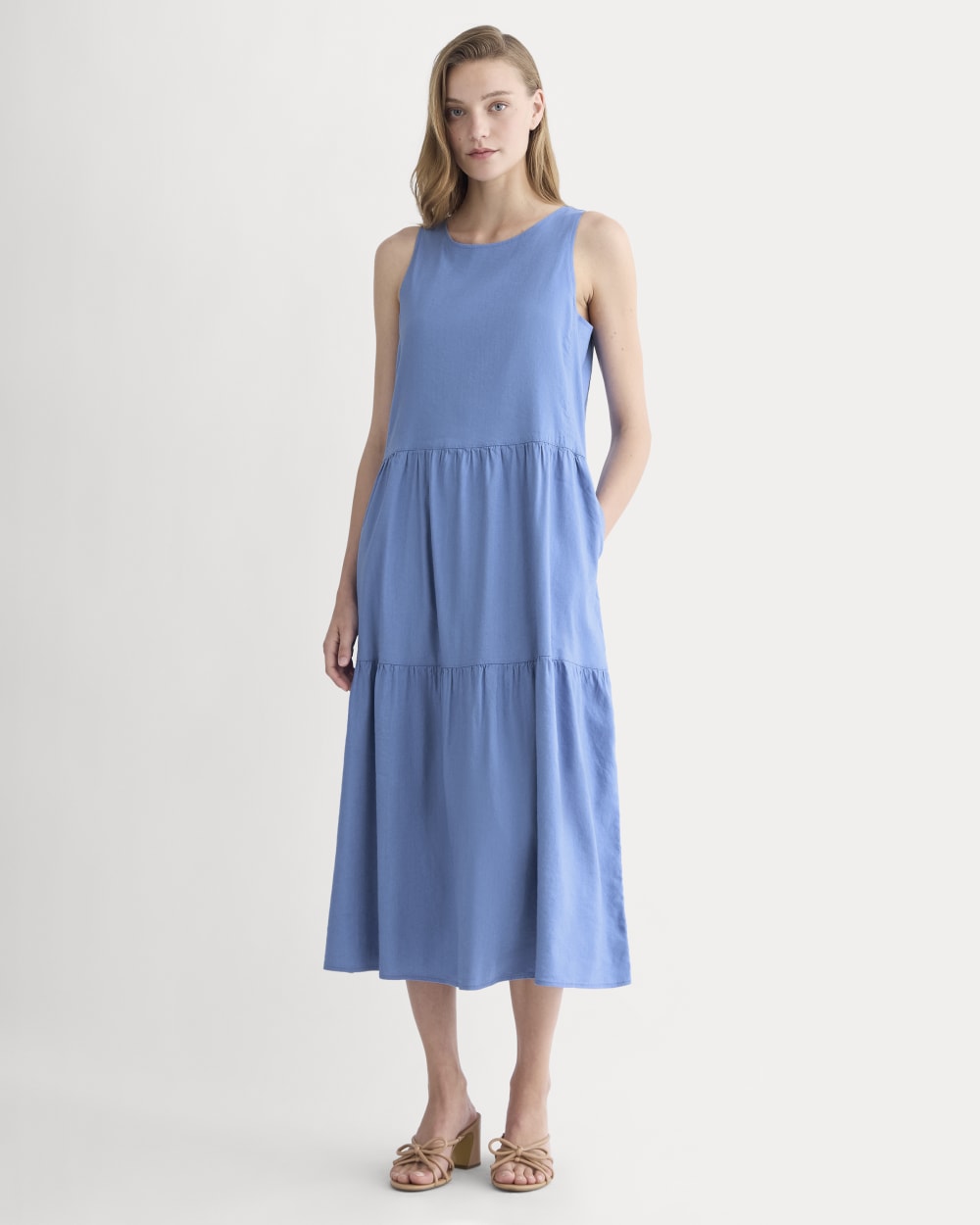The Tiered Dress in Stretch Linen | Bluebell Everlane The Tiered Dress in Stretch Linen | Bluebell Everlane