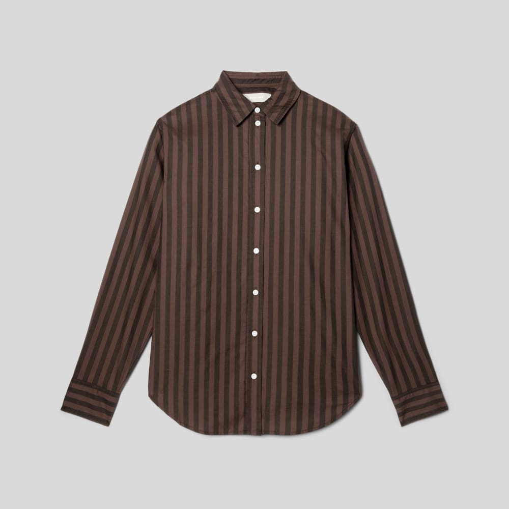 womens-silky-cttn-relaxed-shirt-chocolate-brown-black | alt