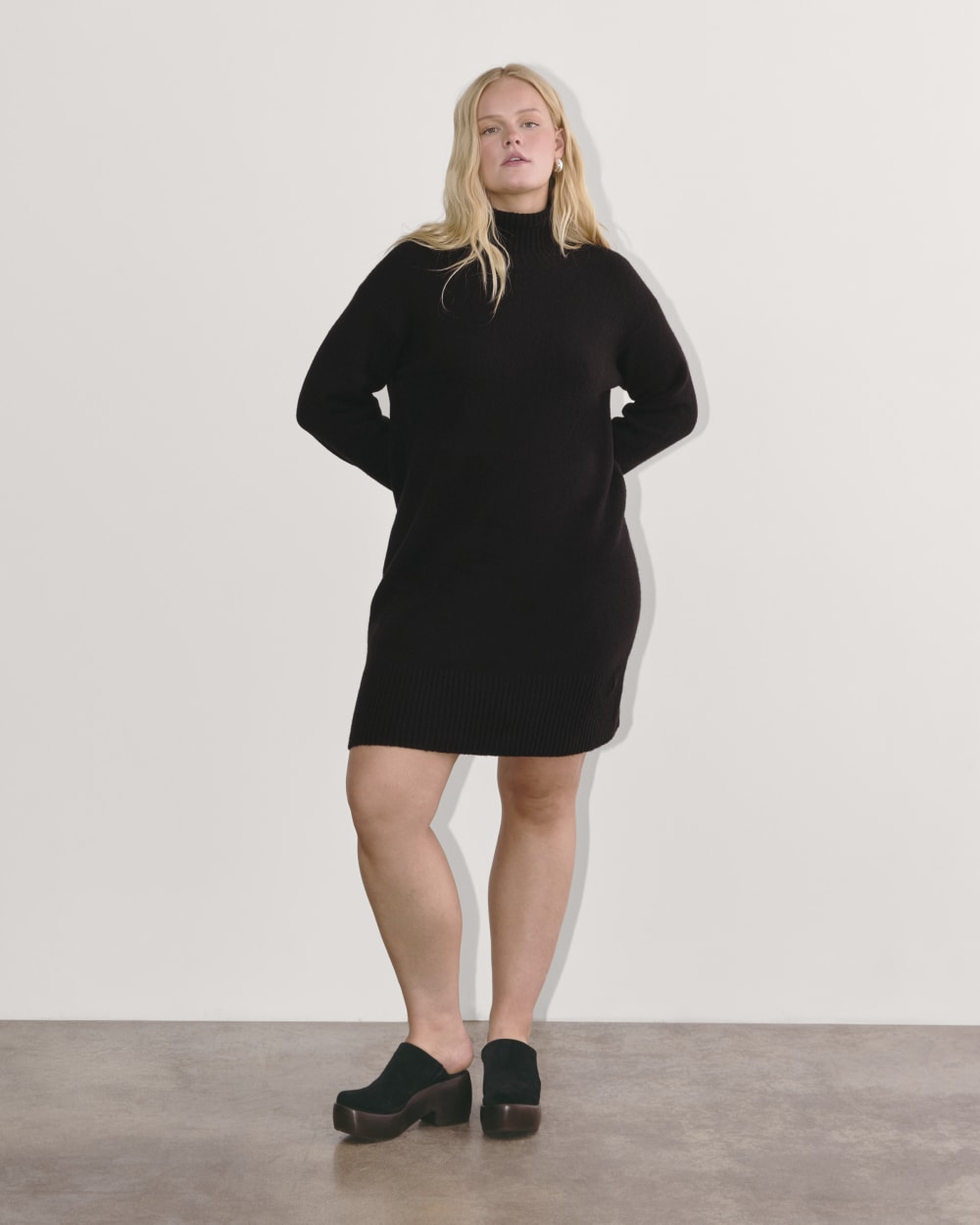 The Sweater Dress in Plush Cotton Black – Everlane