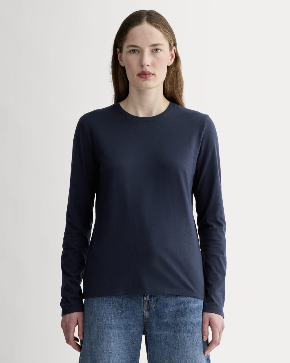 The Slim Long-Sleeve Crew in Essential Cotton | Navy – Everlane