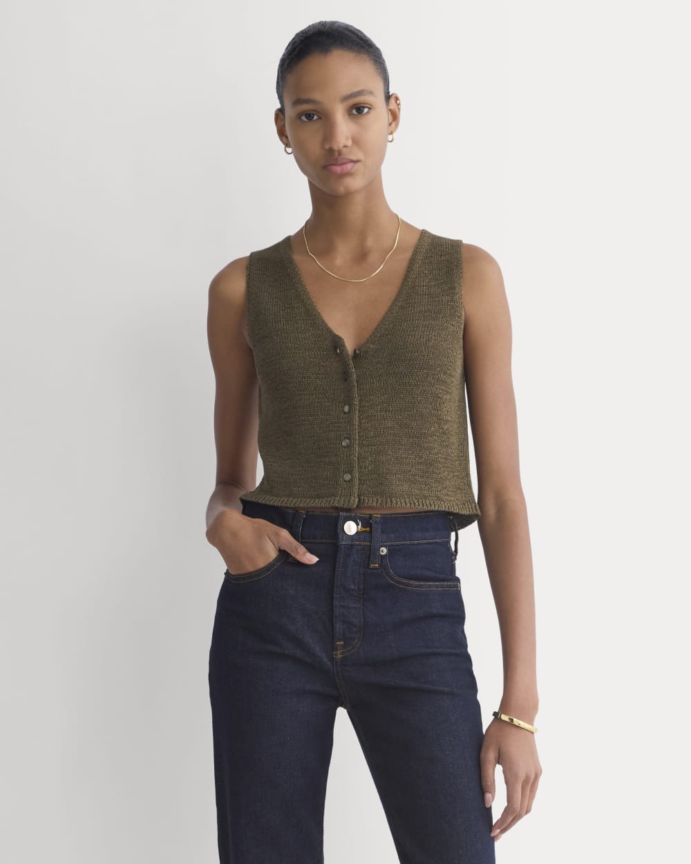 Button-Front Tank in Tape Yarn | Beech – Everlane