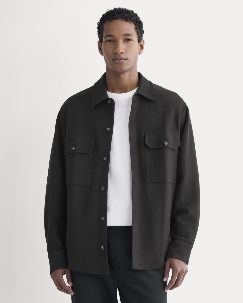 Everlane Relaxed Knit Utility Shirt In Black, Size XXL, Cotton Everlane Relaxed Knit Utility Shirt In Black, Size XXL, Cotton