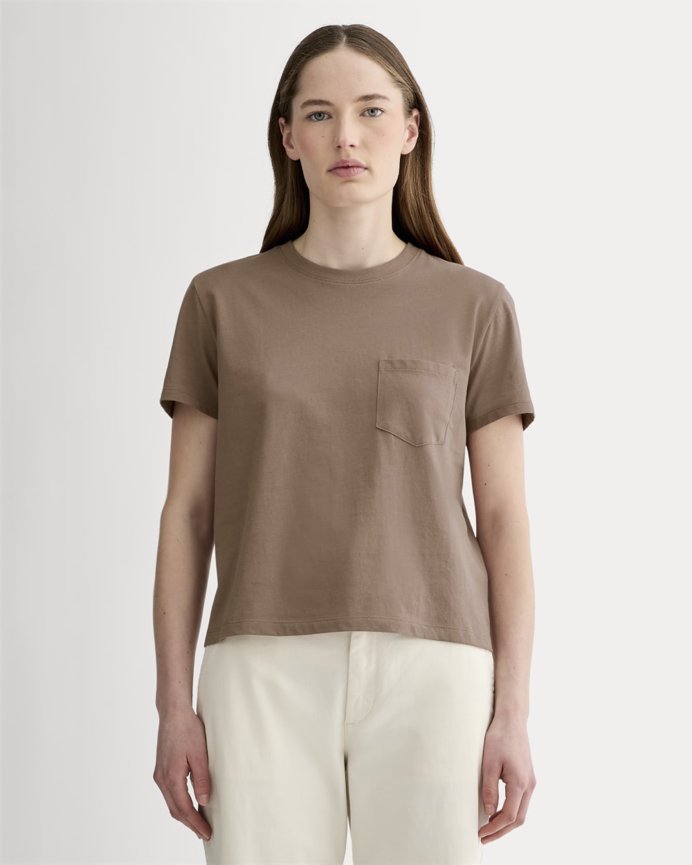 The Box-Cut Tee in Essential Cotton | Mocha | Pocket – Everlane