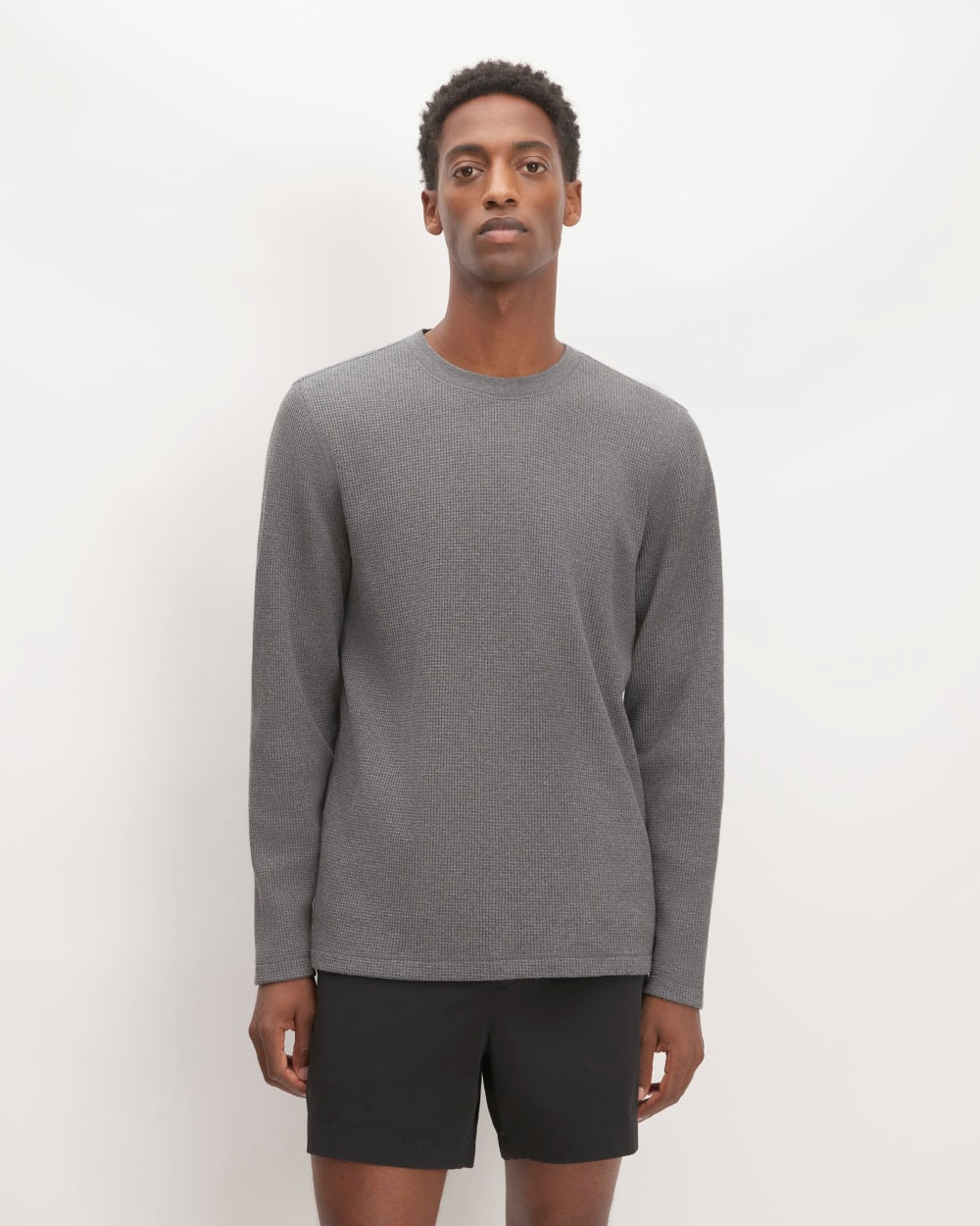 The Waffle Long-Sleeve Crew | Heathered Charcoal – Everlane