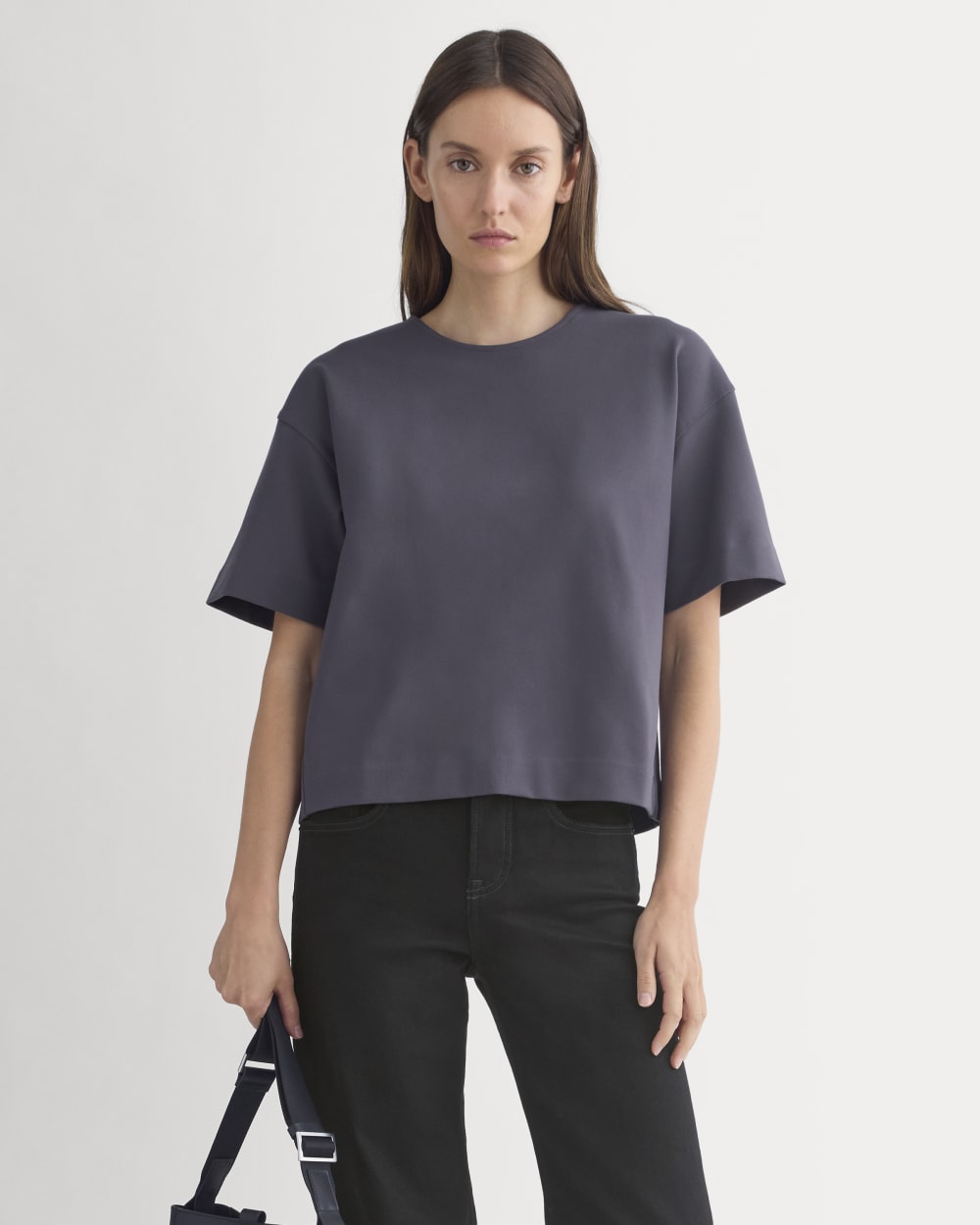 women-ponte-oversized-tee-graphite | primary