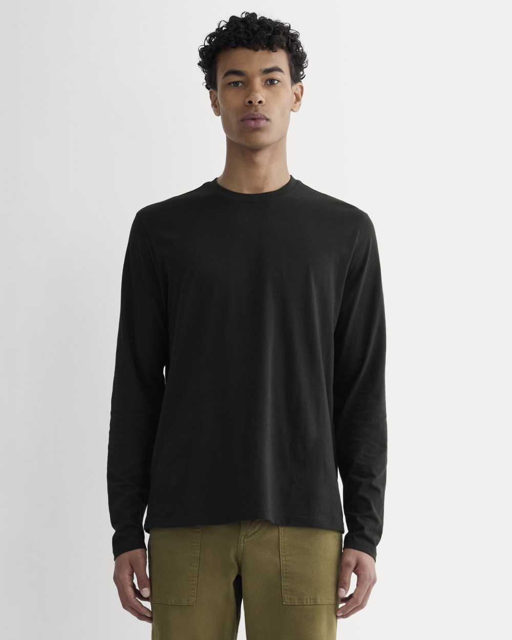 The Essential Organic Long-Sleeve Tee Black – Everlane